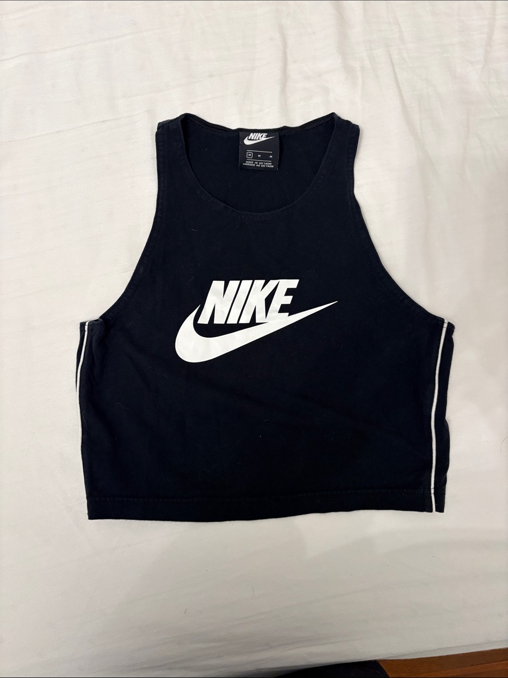 Nike Black Crop Tank with White Logo